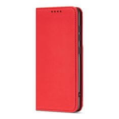 OEM Magnet Card Case elegantní knížkové pouzdro s venkovní kapsou na Xiaomi Redmi Note 11 / Redmi Note 11S Red