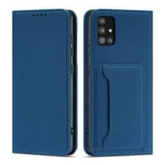 OEM Magnet Card Case elegantní knížkové pouzdro s venkovní kapsou na Xiaomi Redmi Note 11 / Redmi Note 11S Blue