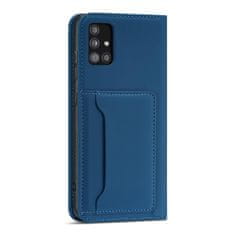 OEM Magnet Card Case elegantní knížkové pouzdro s venkovní kapsou na Xiaomi Redmi Note 11 / Redmi Note 11S Blue