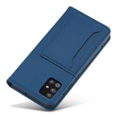 OEM Magnet Card Case elegantní knížkové pouzdro s venkovní kapsou na Xiaomi Redmi Note 11 / Redmi Note 11S Blue