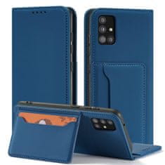 OEM Magnet Card Case elegantní knížkové pouzdro s venkovní kapsou na Xiaomi Redmi Note 11 / Redmi Note 11S Blue