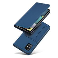 OEM Magnet Card Case elegantní knížkové pouzdro s venkovní kapsou na Xiaomi Redmi Note 11 / Redmi Note 11S Blue