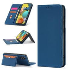 OEM Magnet Card Case elegantní knížkové pouzdro s venkovní kapsou na Xiaomi Redmi Note 11 / Redmi Note 11S Blue