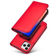 OEM Magnet Card Case elegantní knížkové pouzdro s venkovní kapsou na iPhone 12 6.1" Red