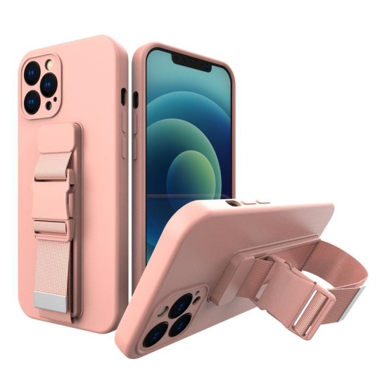 OEM Silikonové pouzdro Sporty s popruhem na Samsung Galaxy S22 PLUS 5G Pink