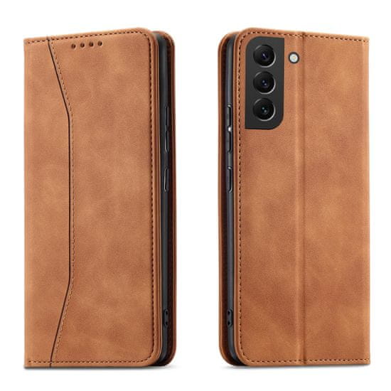 OEM Magnet Fancy Case elegantní knížkové pouzdro na Samsung Galaxy S22 PLUS 5G Brown