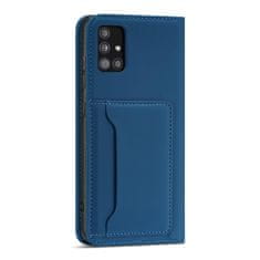 OEM Magnet Card Case elegantní knížkové pouzdro s venkovní kapsou na Xiaomi Redmi Note 11 PRO / Note 11 PRO 5G Blue