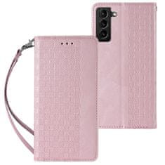 OEM Magnet Case elegantní knížkové pouzdro s poutkem na Samsung Galaxy S22 ULTRA 5G Pink