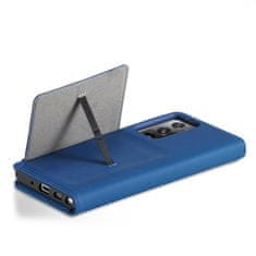 OEM Magnet Card Case elegantní knížkové pouzdro s venkovní kapsou na Samsung Galaxy S22 ULTRA 5G Blue