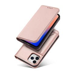 OEM Magnet Card Case elegantní knížkové pouzdro s venkovní kapsou na iPhone 12 Pro MAX 6.7" Pink