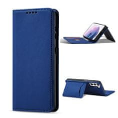 OEM Magnet Card Case elegantní knížkové pouzdro s venkovní kapsou na Samsung Galaxy S22 PLUS 5G Blue