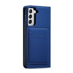 OEM Magnet Card Case elegantní knížkové pouzdro s venkovní kapsou na Samsung Galaxy S22 PLUS 5G Blue