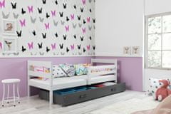Importworld Dětská postel Liběna - 1 osoba, 90x200 s úložným prostorem – Bílá, Grafit