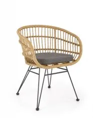 Halmar Ratanová jídelní židle K456, přírodní / šedá