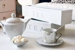 Home&Styling Dřevěná krabička na čaj TEA, 9 přihrádek - bílá