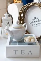 Home&Styling Dřevěná krabička na čaj TEA, 9 přihrádek - bílá