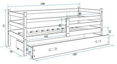 Importworld Dětská postel Liběna - 1 osoba, 80x190 s úložným prostorem – Grafit, Bílá