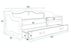 Importworld Dětská postel Nika 1 80x160 s úložným prosotrem - 1 osoba - Bílá, Bílá