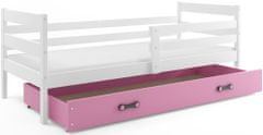 Importworld Dětská postel Liběna - 1 osoba, 90x200 s úložným prostorem – Bílá, Růžová