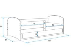 Importworld Dětská postel Felix 1 80x160 - 1 osoba - Borovice, Auto