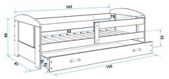 Importworld Dětská postel Klepino 1 80x160, s úložným prostorem - 1 osoba - Grafit, Auto