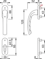 Hoppe Balkonová sada Tokyo F9001 krémověbílá /N10A,7mm/ dveře 68-73mm