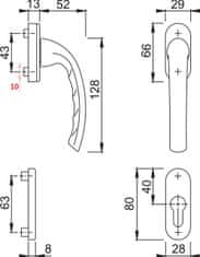 Hoppe Balkonová sada Tokyo F9001 krémověbílá /N10A,7mm/ dveře 68-73mm