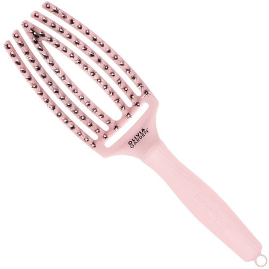 Olivia Garden Finger Brush - kartáč na rozčesávání a masáž, kančí štětiny, střední, barva Sage