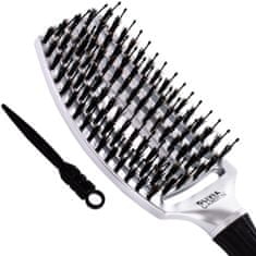 Olivia Garden Finger Brush - kartáč na rozčesávání a masáž, kančí štětiny, střední