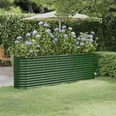 Vidaxl Zahradní truhlík práškově lakovaná ocel 224 x 40 x 68 cm zelený