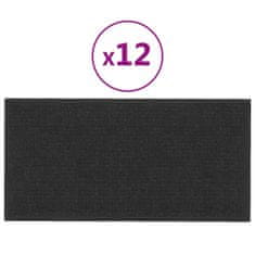 Vidaxl Nástěnné panely 12 ks černé 30 x 15 cm textil 0,54 m²