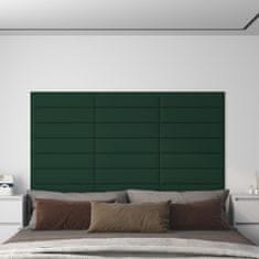 Greatstore Nástěnné panely 12 ks tmavě zelené 60 x 15 cm textil 1,08 m²