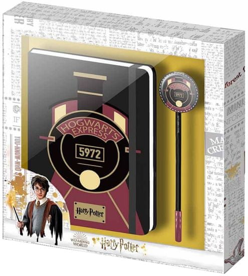 CurePink Poznámkový blok s propiskou Harry Potter: Express set 2 kusy (14,8 x 19 cm)