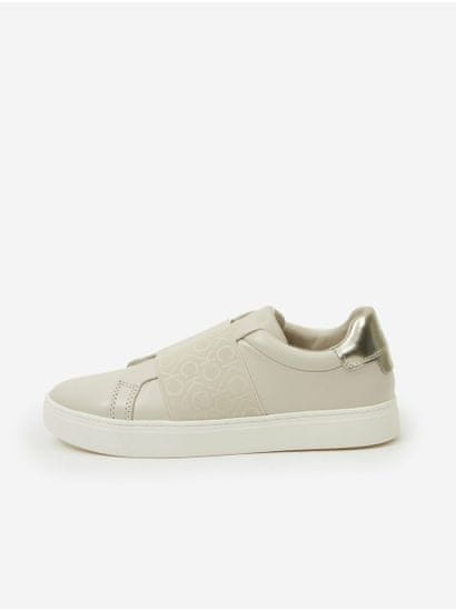 Calvin Klein Krémové dámské kožené slip on tenisky Calvin Klein