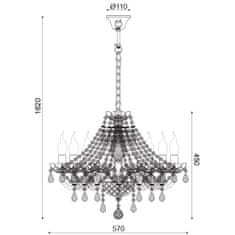 ACA ACA Lighting Crystal závěsné svítidlo BLK80418PCG