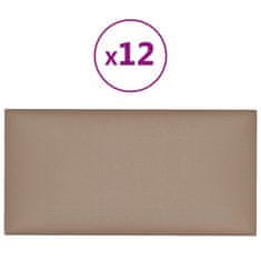 Vidaxl Nástěnné panely 12 ks cappuccino 30 x 15 cm umělá kůže 0,54 m²