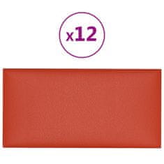 Vidaxl Nástěnné panely 12 ks červené 30 x 15 cm umělá kůže 0,54 m²