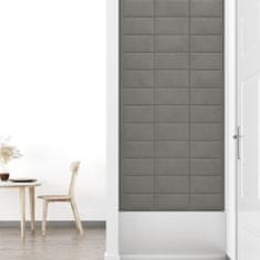 Vidaxl Nástěnné panely 12 ks světle šedé 30 x 15 cm samet 0,54 m²