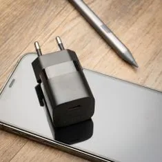 FIXED síťová nabíječka Mini s USB-C, PD, 20W, černá + USB-C - USB-C kabel, 1m, černá