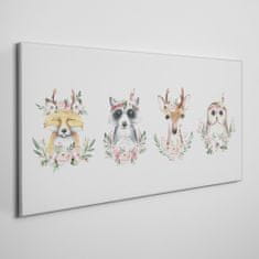 COLORAY.CZ Obraz na plátně Zvířata Deer Owl Maccoon 100x50 cm