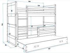 Importworld Dětská patrová postel Bohumír - 3 osoby, 80x160 s výsuvnou přistýlkou – Bílá, Grafit