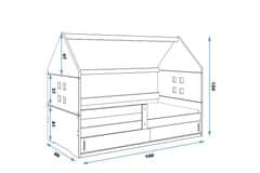 Importworld Dětská postel Zdeněk 1 80x160 - 1 osoba – Borovice, Bílá