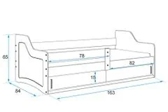 Importworld Dětská postel Nika 1 80x160 - 1 osoba - Borovice, Grafit