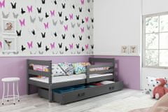Importworld Dětská postel Liběna - 1 osoba, 80x190 s úložným prostorem – Grafit, Grafit