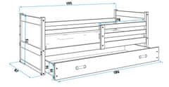 Importworld Dětská postel Klepino 1 80x190, s úložným prostorem - 1 osoba - Borovice, Grafit