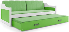 Importworld Dětská postel Josef - 2 osoby, 90x200 s výsuvnou přistýlkou – Bílá, Zelená