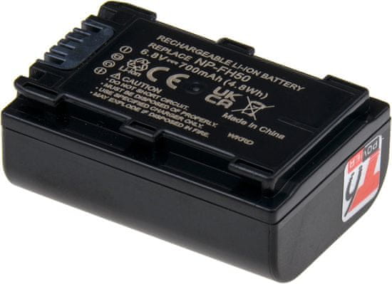 Baterie T6 Power pro SONY HDR-CX6, Li-Ion, 6,8 V, 700 mAh (4,7 Wh), šedá