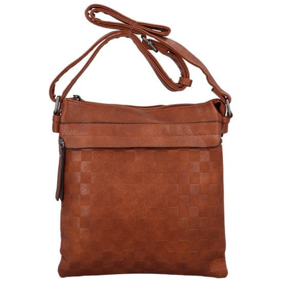 ERICK STYLE Dvoukomorová dámská koženková crossbody Hugo, hnědá