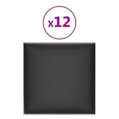 Vidaxl Nástěnné panely 12 ks černé 30 x 30 cm umělá kůže 1,08 m²