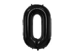 PartyDeco Fóliový balónek Číslo 0 černý 86cm